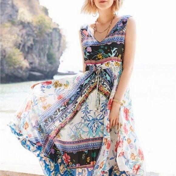 🔹️NWT Johnny Was Silk Cassia Asymmetric Hem Sleeveless Dress Small - Picture 13 of 13